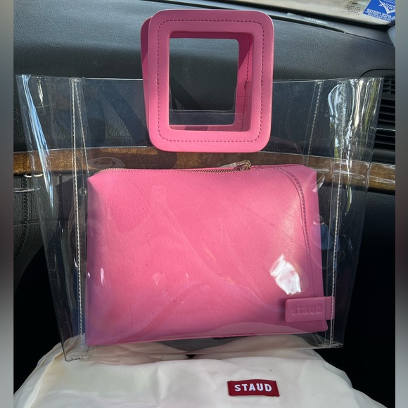 NEW STAUD pink pvc and leather medium Shirley bag - Picture 3 of 8